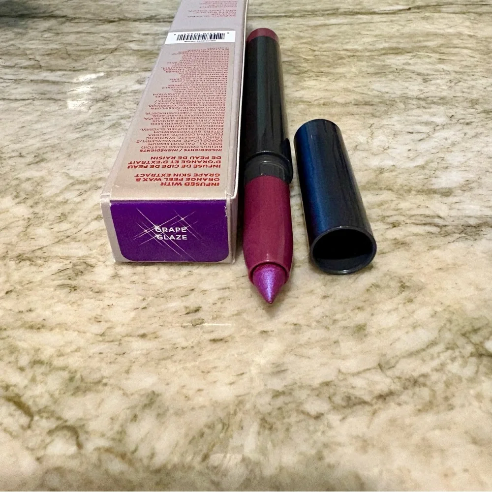 NEW UNUSED Bite Beauty Crystal Crème Shimmer Lip Crayon in Grape Glaze